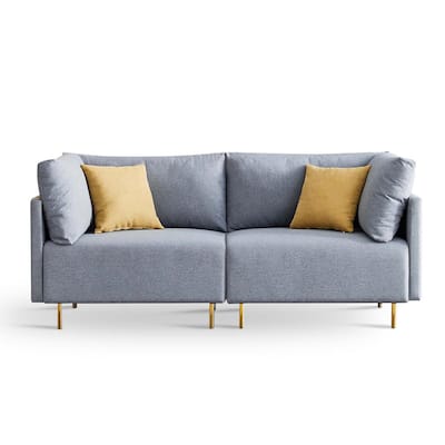 Maddie 35.04 in. Square Arm Linen Modern Straight Sofa in Gray