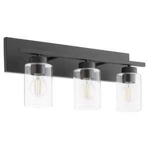 Carter 3-Light- 100-Watts, Medium Lamp Base Light Vanity 22 in. Width with 3-Clear Glass Diffusers - Satin Nickel