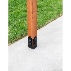Outdoor Accents Mission Collection ZMAX Black Post Base Side Plate for 4x Lumber (2-Pack)