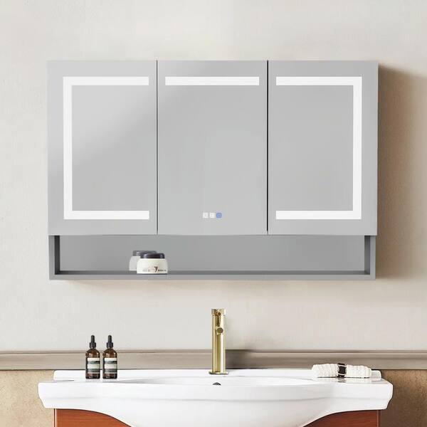 Satico 48 in. W x 32 in. H Rectangular Aluminum Medicine Cabinet 