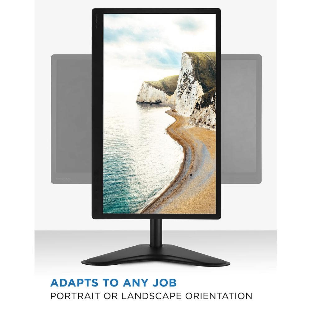 Black Adjustable Steel Single Monitor Stand with 360-Degree Rotation