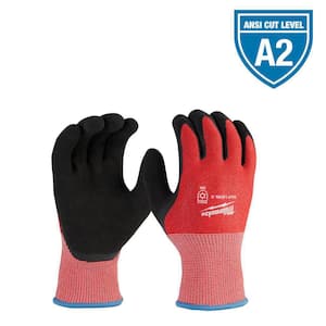 Small Red Latex Level 2 Cut Resistant Insulated Winter Dipped Work Gloves