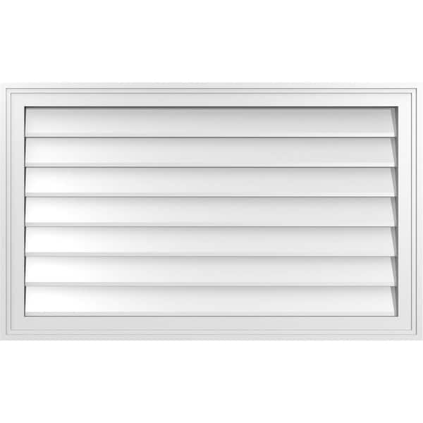 Ekena Millwork 36" x 22" Vertical Surface Mount PVC Gable Vent: Non-Functional with Brickmould Frame