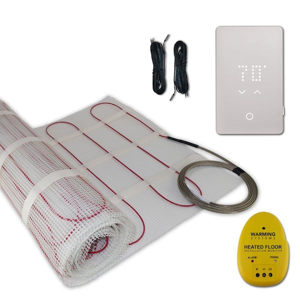 WARMING SYSTEMS 70 sq. ft. Electric Floor Heating Mat Kit 120V with Wi-Fi-LED Thermostat, Includes Install Monitor and Floor Sensor