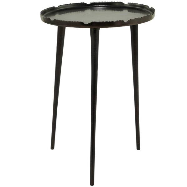 Litton Lane 16 in. Black Large Round Aluminum End Accent Table with