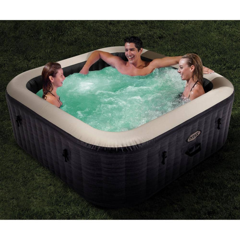 Intex 6-Person Greystone Inflatable Square Hot Tub with LED Tray