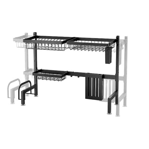 30 in. to 33.9 in. W Adjustable Over the Sink Dish Drying Rack, Stainless Steel Dish Rack, Kitchen Storage Rack, Black