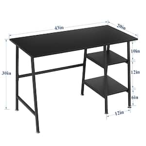 43 in. Computer Desk, Home Office Writing Storage Desk Simple Table Modern Student Study Desk, Water Proof, Black