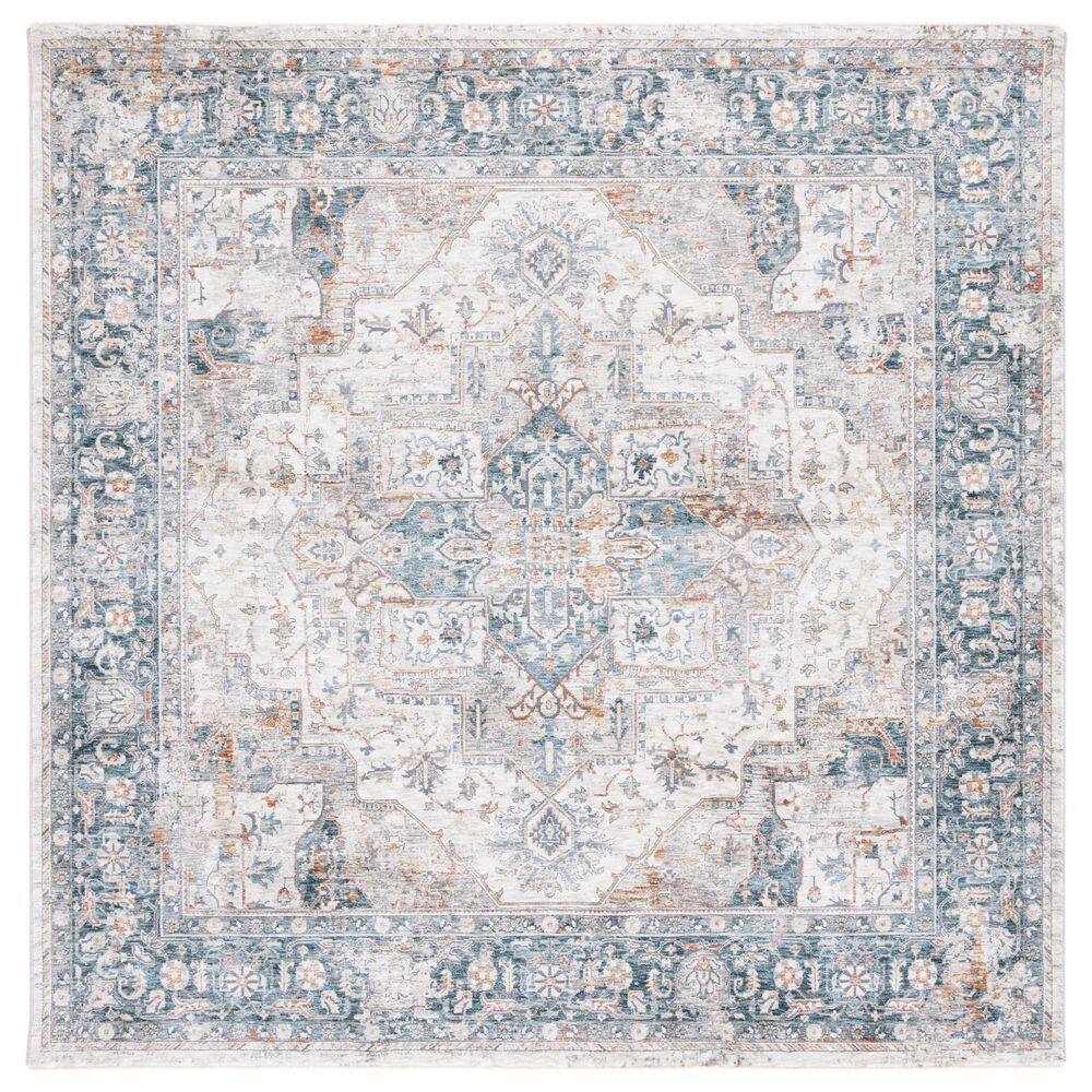 Dream 7 ft. x 7 ft. Ivory/Light Blue Border Medallion Square Area Rug price history on PriceWatchPro