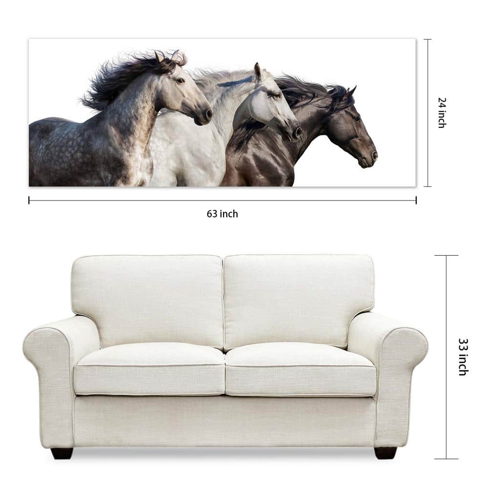 Trilogy 1 Frameless Free Floating Tempered Glass Horse Wall Art