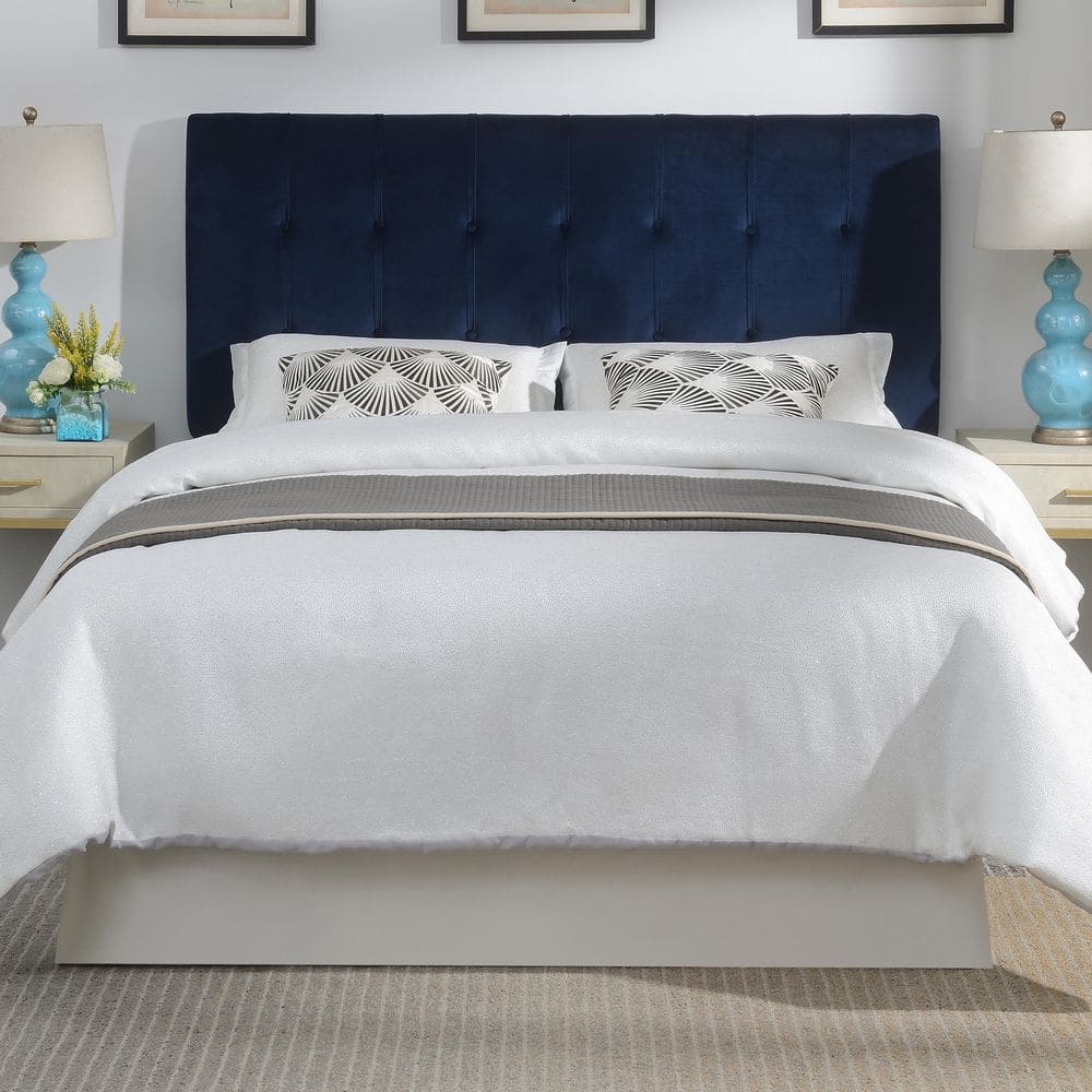 Regina Navy Blue Velvet Upholstered Full/Queen Headboard