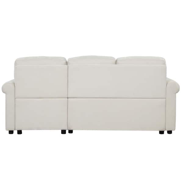 Harper & Bright Designs 88.5 in. W Square Arm 3-Seats Linen Sofa with  Removable Back, Seat Cushions and 4-Comfortable Pillows in Cream Beige  WYT112AAA - The Home Depot