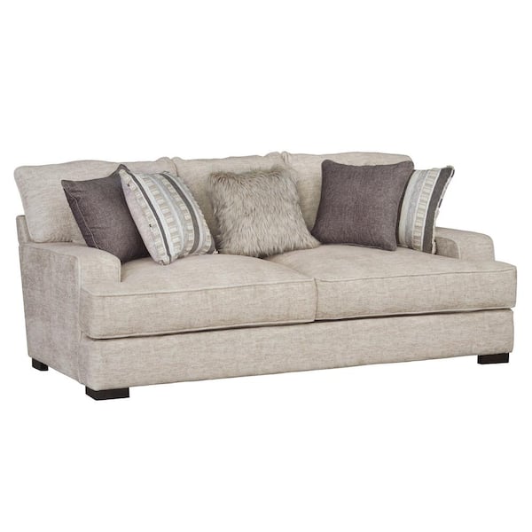 Furniture of America Niel 96 in. Straight Arm Fabric Straight T-Seat Cushion Sofa In Beige