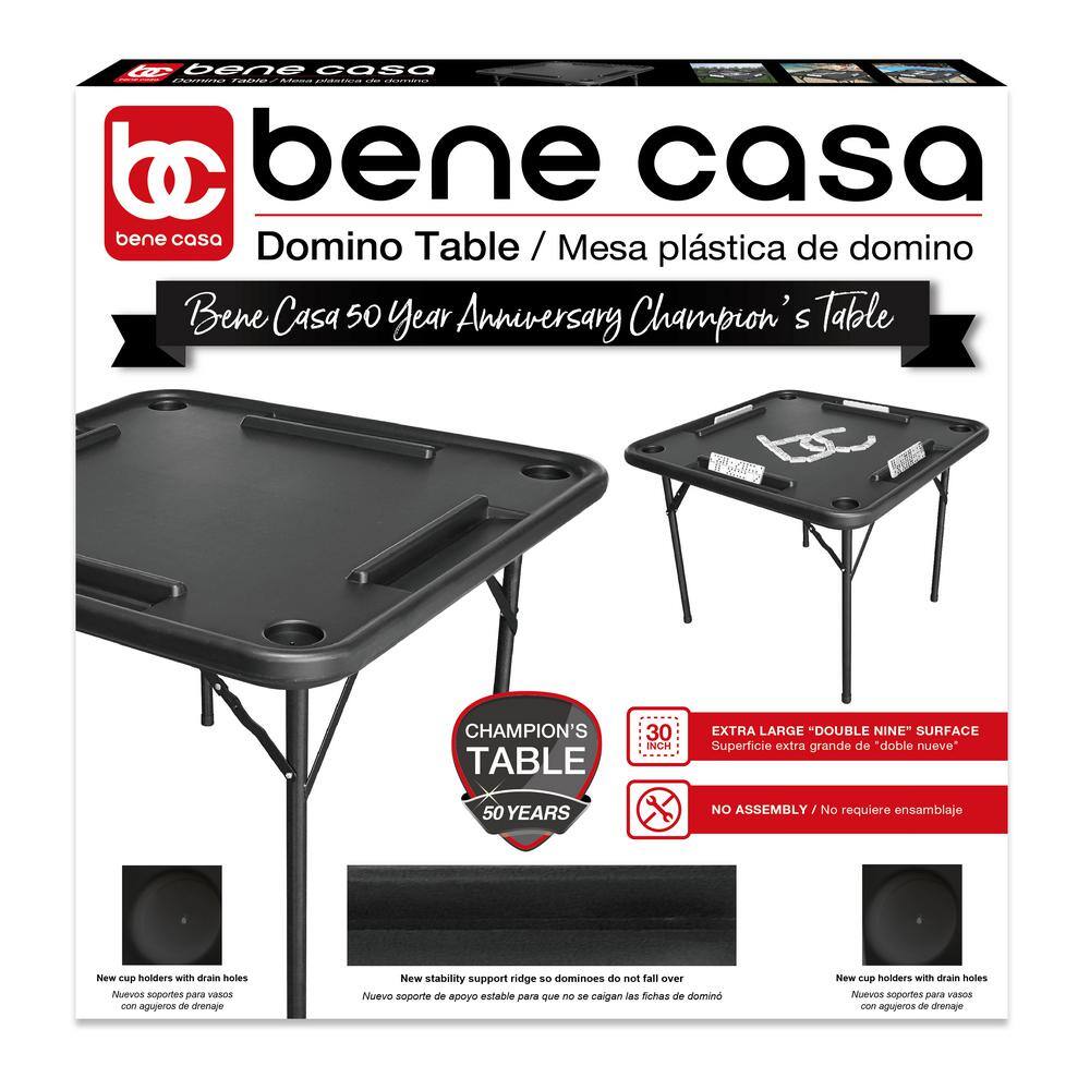 Bene Casa 38" Black Foldable Domino and Game Table