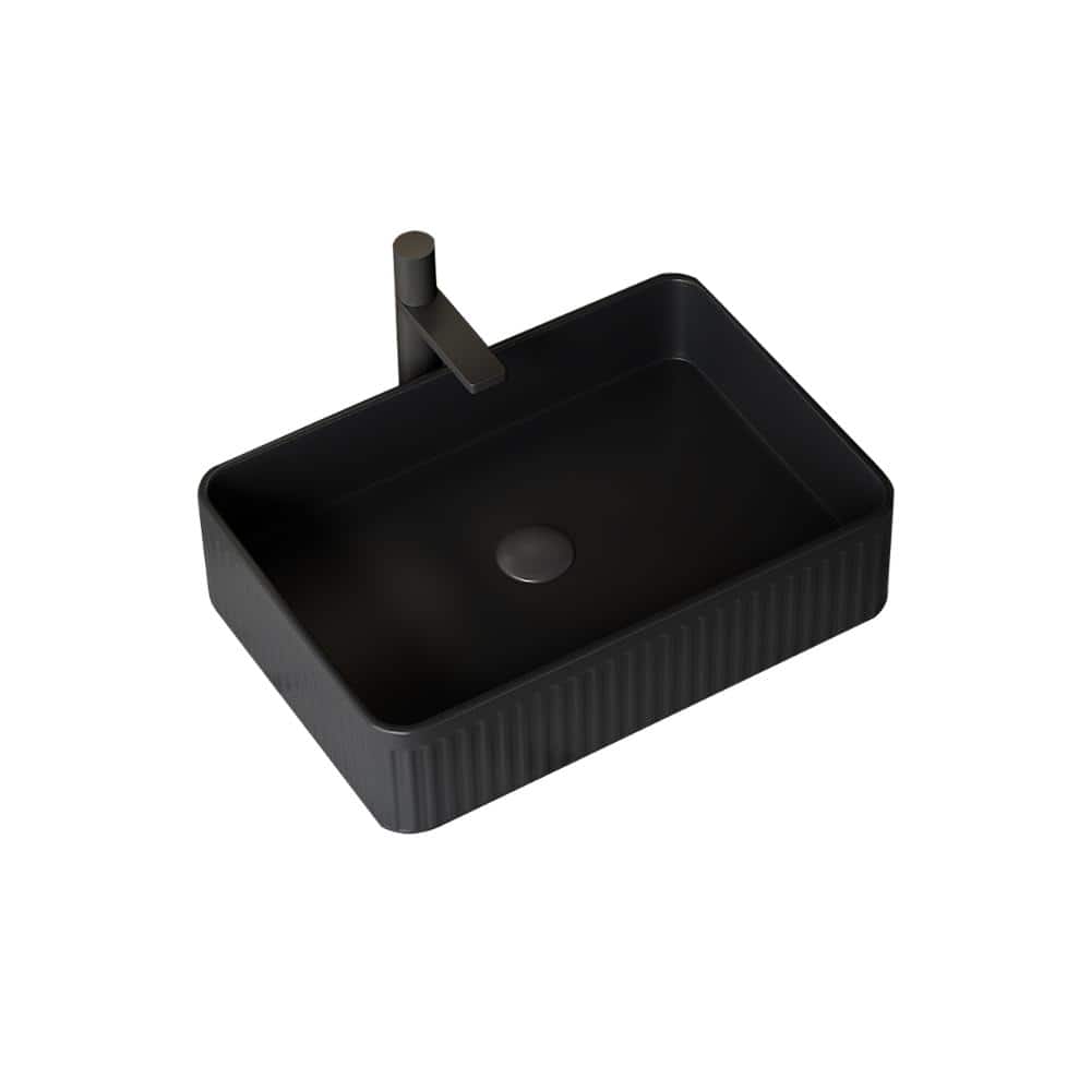 20 in. Bathroom Rectangle Ceramic Vessel Sink in Black price history on PriceWatchPro
