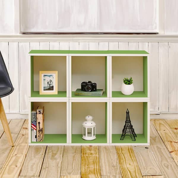 Way Basics 31 in. H x 40 in. W x 11 in. D Green Recycled Materials 6-Cube Storage Organizer