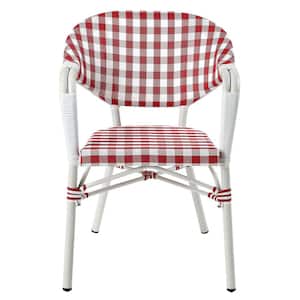 Shreiner White Aluminum Outdoor Dining Chair in Red