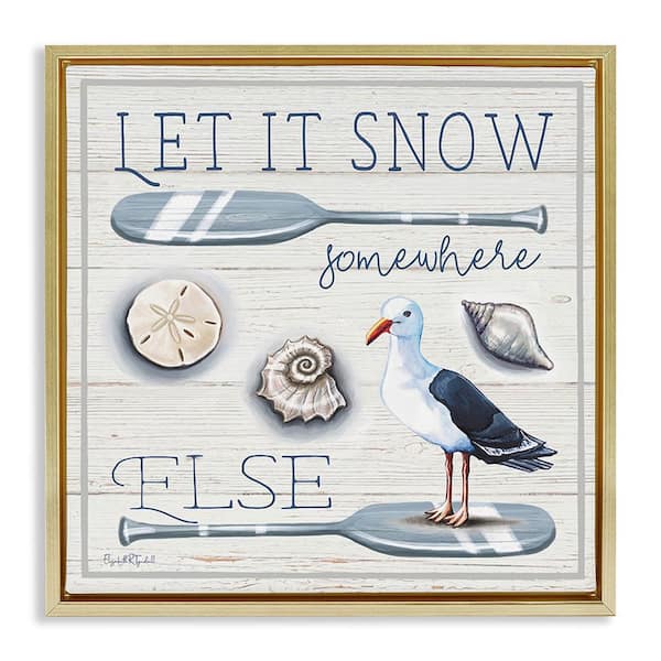 Stupell Industries Snow Somewhere Else by Elizabeth Tyndall 1-Piece Floater Frame Graphic Print Animal Poster Art Print 25 in. x 25 in.