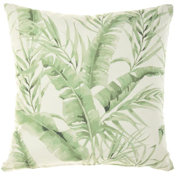 Mina Victory Green Floral 18 in. x 18 in. Indoor/Outdoor Throw Pillow