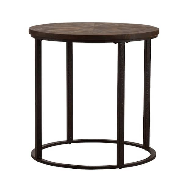 18 Round End Side Table Reclaimed Wood Planks