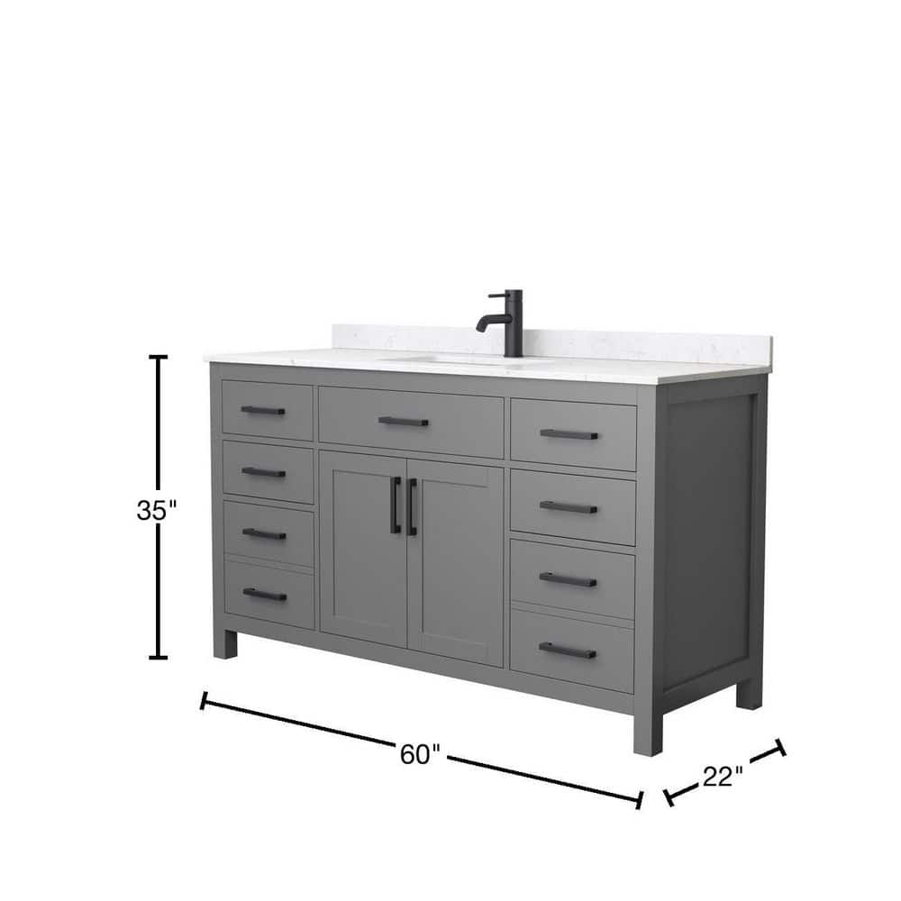 Beckett 60'' Dark Gray Bathroom Vanity with Marble Top