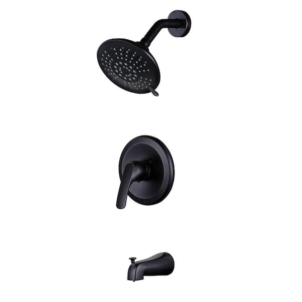 ARCORA Round Single Handle 5 Patterns-Spray Shower Faucet 1.6 GPM with High Pressure Fixed Shower Head in. Oil Rubbed Bronze