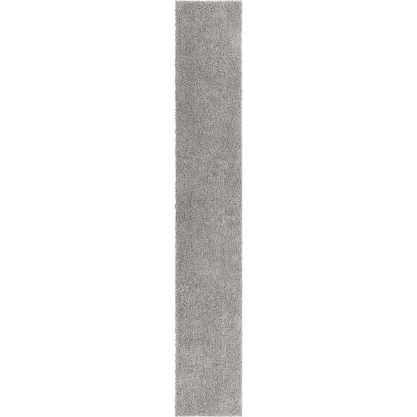 Unique Loom Davos Shag Sterling 2 ft. x 8 ft. Runner Rug