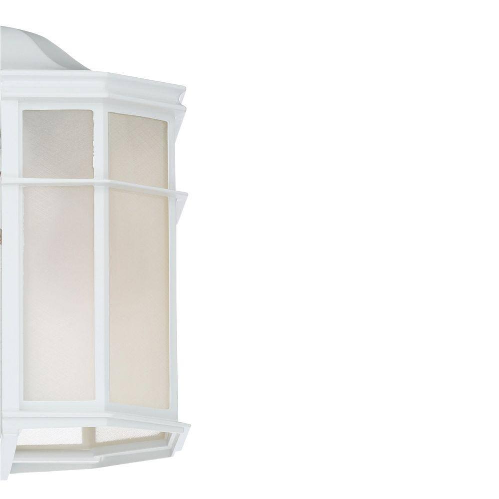 Transitional 9.75" White and Bronze Cage Lantern Wall Sconce