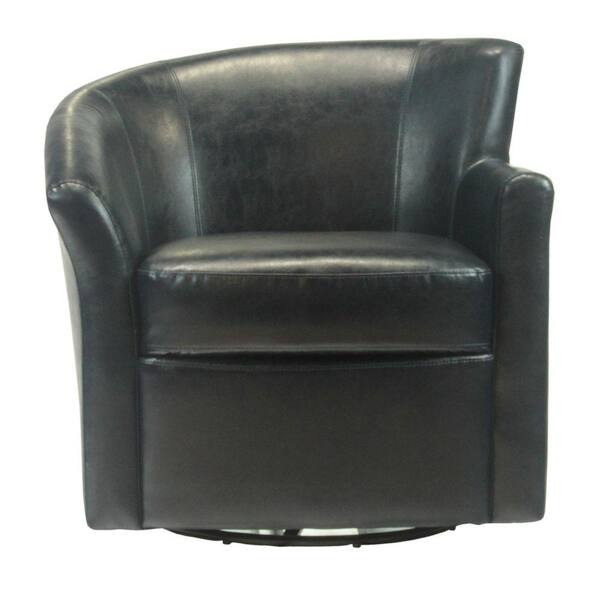 Elegant Home Fashions Angel Chair 32.5 in. W x 33 in. D x 32.5 in. H Navy Bonded Leather Left Swivel Arm Chair-DISCONTINUED