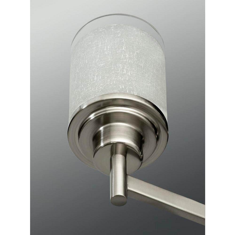 Alexa Brushed Nickel 4-Light Linear Chandelier with Linen Glass Shades