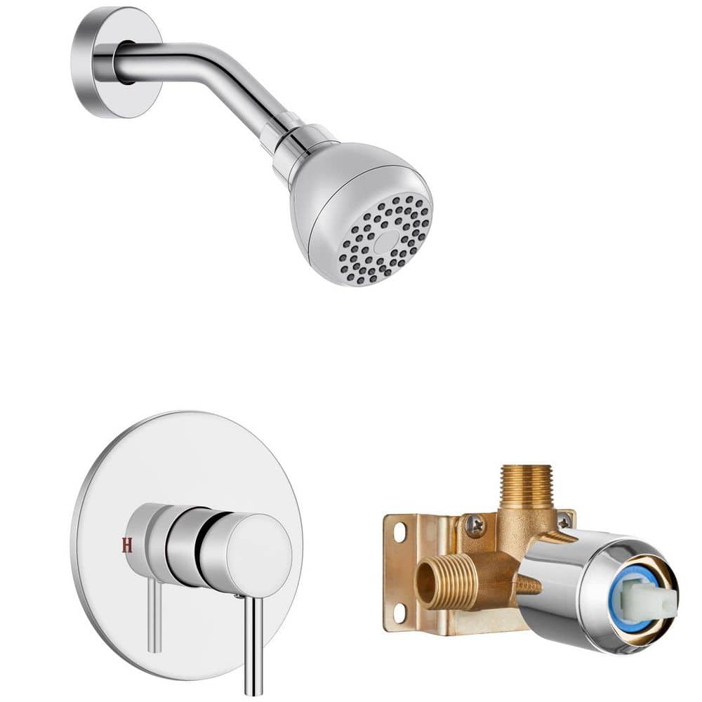 Polished Chrome Single-Handle Shower Faucet Set with Rough-In Valve and Adjustable Shower Head 1.8 GPM price history on PriceWatchPro