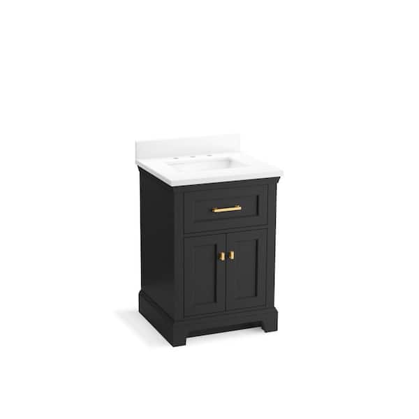 Charlemont 25in. Single Sink Freestanding Ferrous Grey Bath Vanity with White Quartz Top Assembled