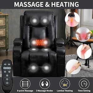 Motor Power Leather Lift Massage Recliner Chair with Heating Function in Black