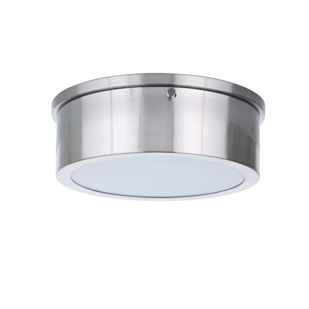 Fenn 9 in. 1-Light Brushed Polished Nickel Finish Integrated LED Flush Mount Ceiling Light with White Acrylic Shade price history on PriceWatchPro