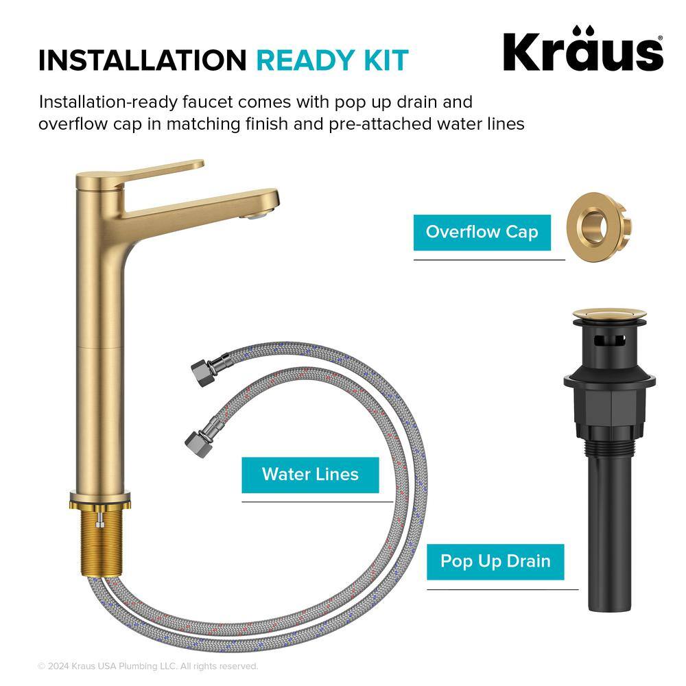 Indy Spot-Free Brushed Brass Single Handle Vessel Sink Faucet
