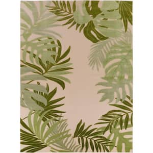 Aloha Ivory Green 10 ft. x 14 ft. Botanical Contemporary Area Rug