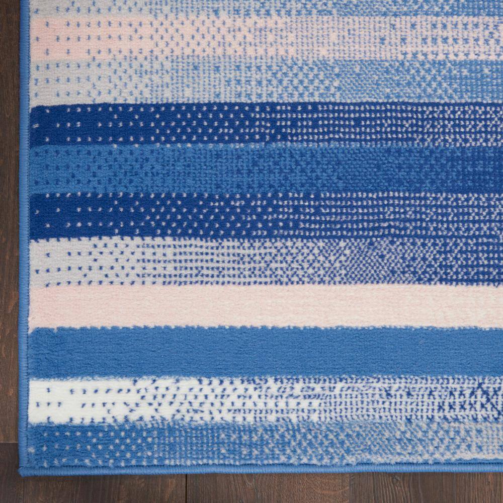 Whimsicle Blue Multicolor 8'4" x 11'6" Synthetic Stripe Rug