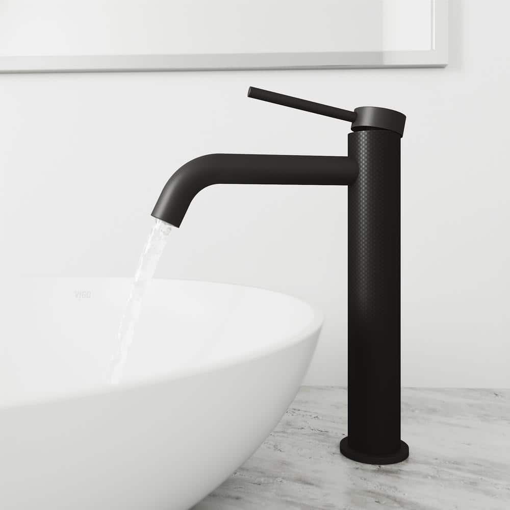 Lexington 10'' Carbon Fiber and Matte Black Bathroom Vessel Faucet