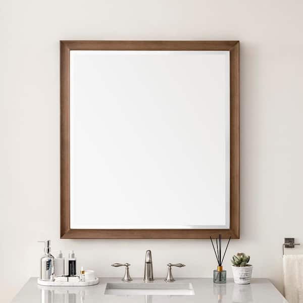 Glenbrook 36.0 in. W x 40.0 in. H Rectangular Framed Wall Mount Bathroom Vanity Mirror in White Wash Walnut