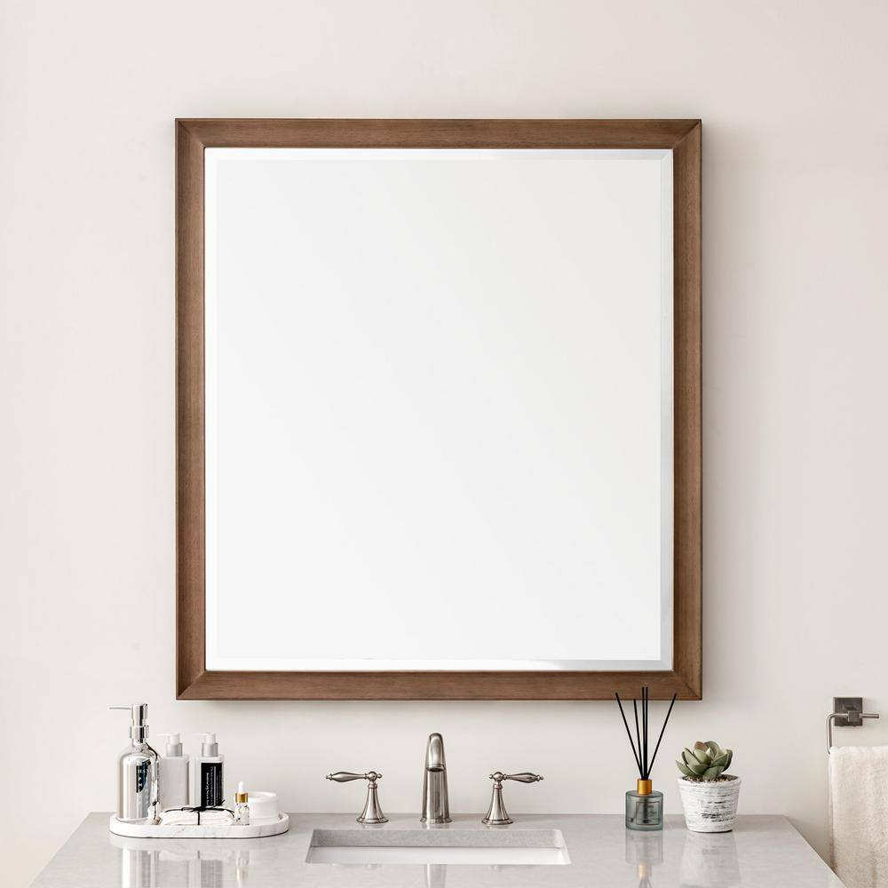 Whitewashed Walnut 40" x 36" Rectangular Framed Mirror