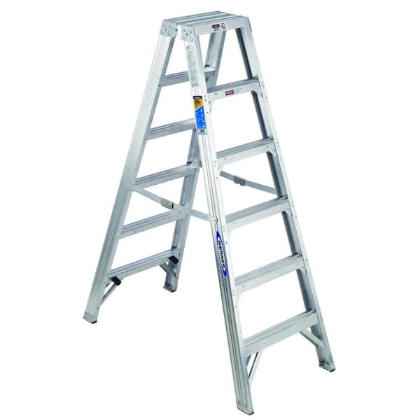 Werner 6 ft. Aluminum Twin Step Ladder with 375 lb. Load Capacity Type IAA Duty Rating
