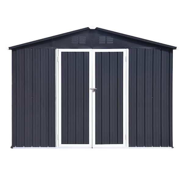 JimsMaison Installed 8 ft. W x 10 ft. D Metal Shed with Lockable Doors ...