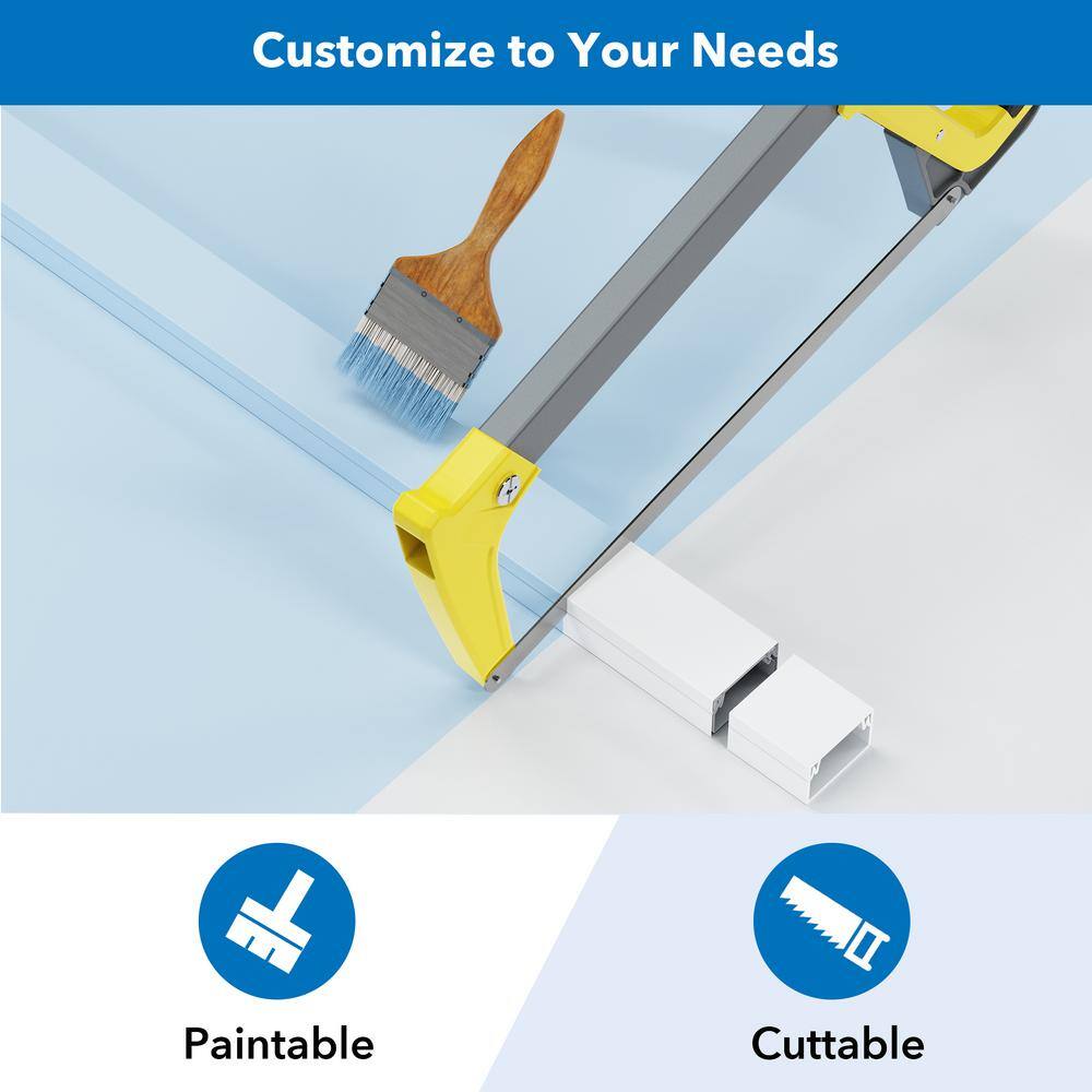 White PVC Wall Cable Concealer Kit with Connectors
