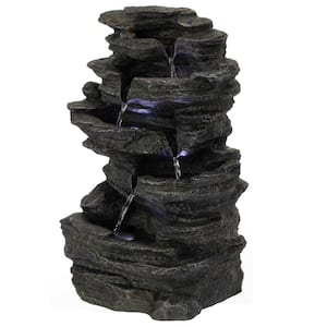 Cascading Electric Powered 5-Tier Rock Water Fountain 18" for Indoor and Outdoor Use