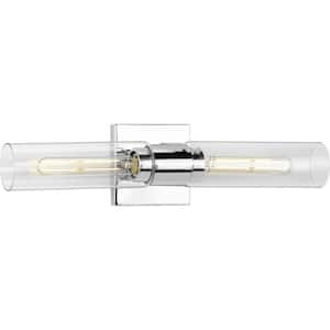 Clarion 2-Light Polished Chrome Clear Glass Modern Wall Light