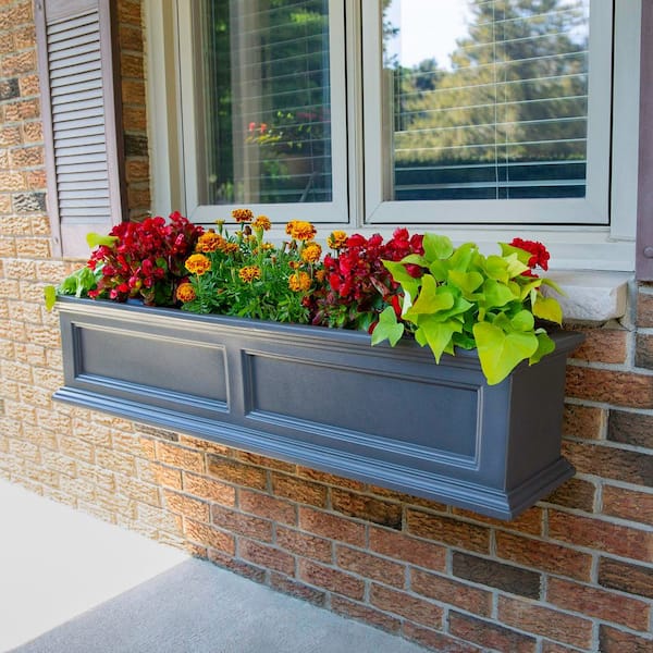 Fairfield 48 in. x 11 in. Self-Watering Graphite Grey Polyethylene Window Box