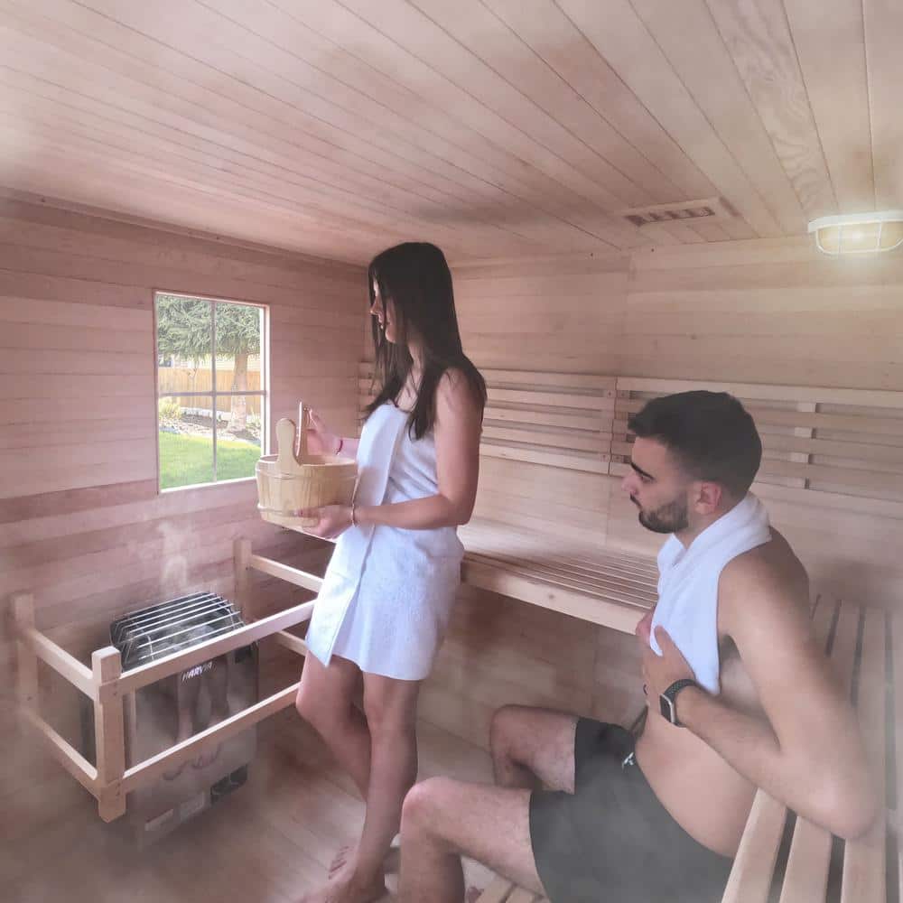 Natural Canadian Hemlock 8-Person Outdoor Sauna with 9 kW Heater