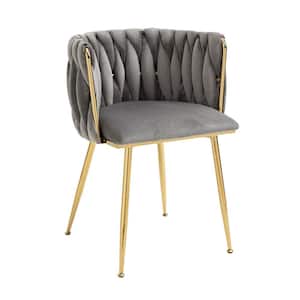 Grey Velvet Fabric Leisure Dining Chair Accent Chair