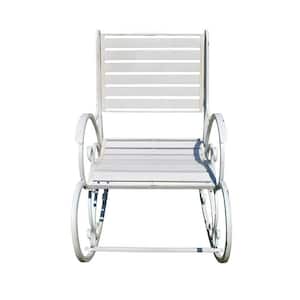 in.Monte Carlo in. Antique White Metal Outdoor Rocking Chair