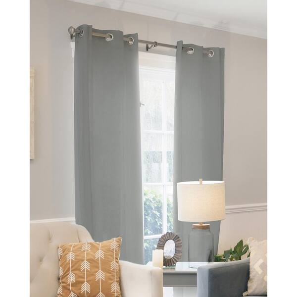 Chicology Virginia Gray Faux Linen Grommet Sheer Curtain - 52 in. W x 63 in. L (Set of 2)